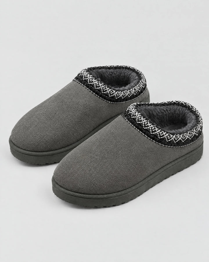 CURVD Cozy Suede-Look Slippers in Charcoal Gray