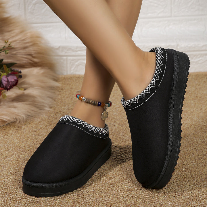 CURVD Cozy Suede-Look Slippers in Black — original supplier photo